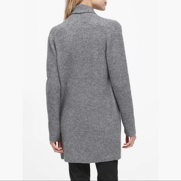Banana Republic merino-blend long cardigan in heather grey size M - Picture 2 of 9